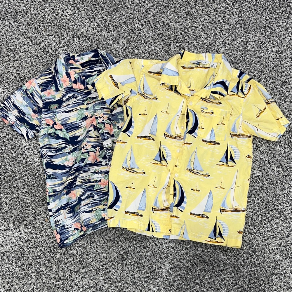 Two Janie and Jack Shirts  Blue Flower Yellow Sailboat Kids Shirt 6